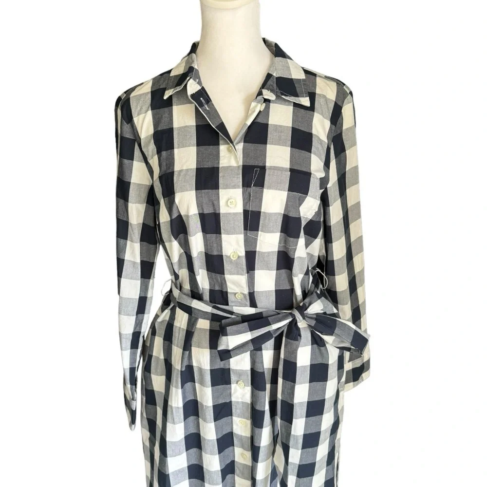 J. Crew - NWOT Gingham Belted Long Sleeve Shirt Dress Sz 4